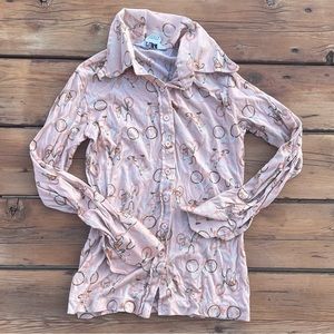 VTG 70s silk bicycle blouse